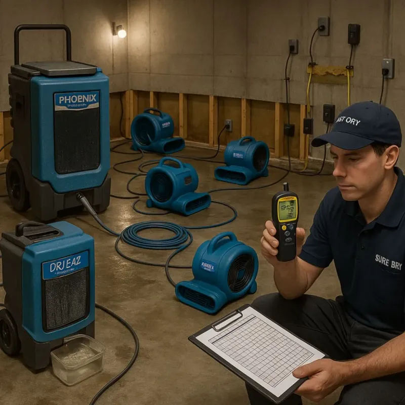 Structural Drying and Dehumidification process in Glennville, GA